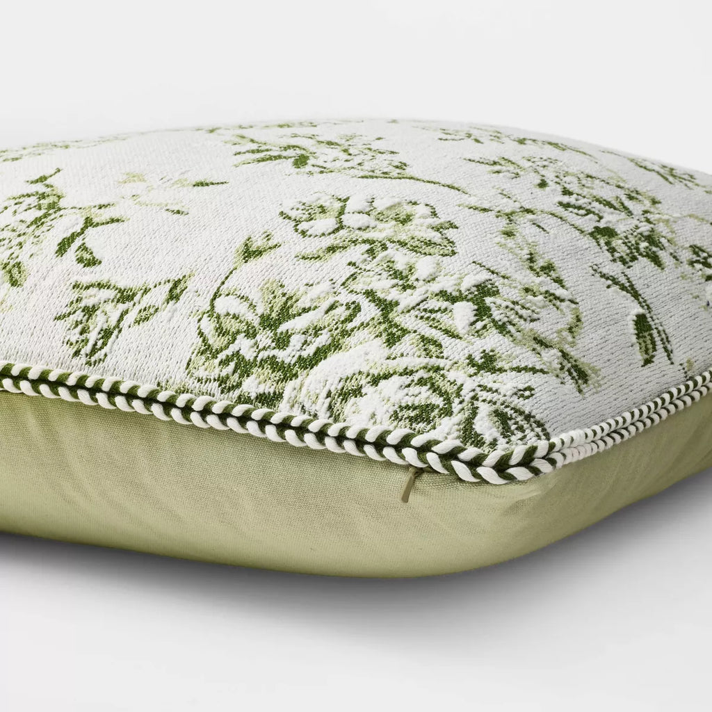 Oversized Square Floral Jacquard Pillow Green - Threshold designed with Studio McGee