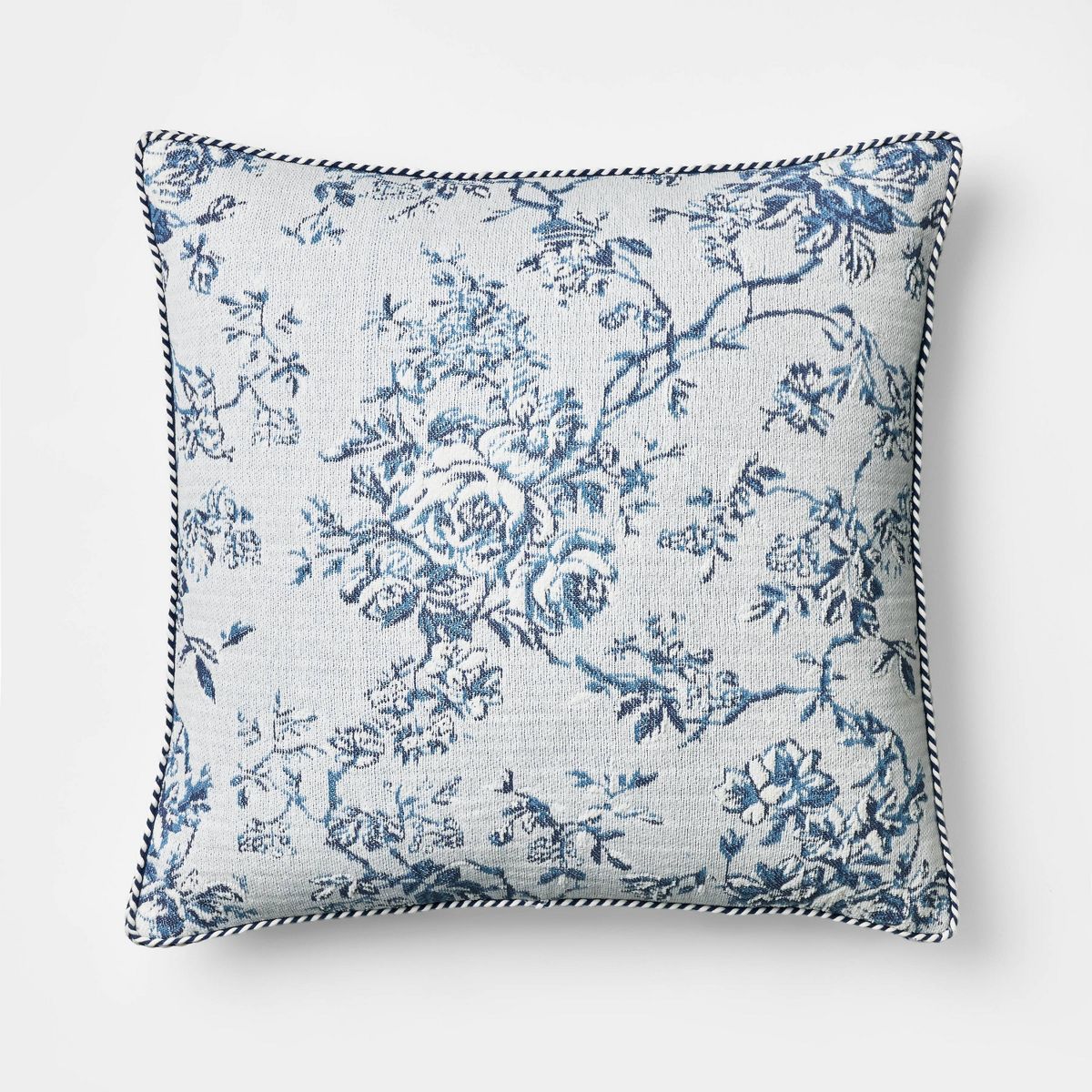 Oversized Square Floral Jacquard Pillow Blue - Threshold designed with Studio McGee