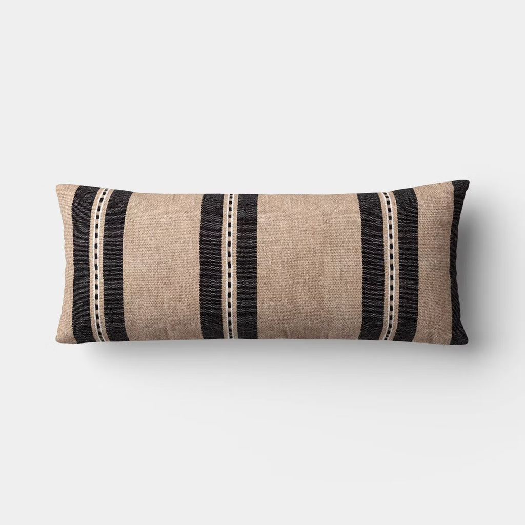 Oversized Lumbar Woven Stripe Pillow Neutral/Black - Threshold