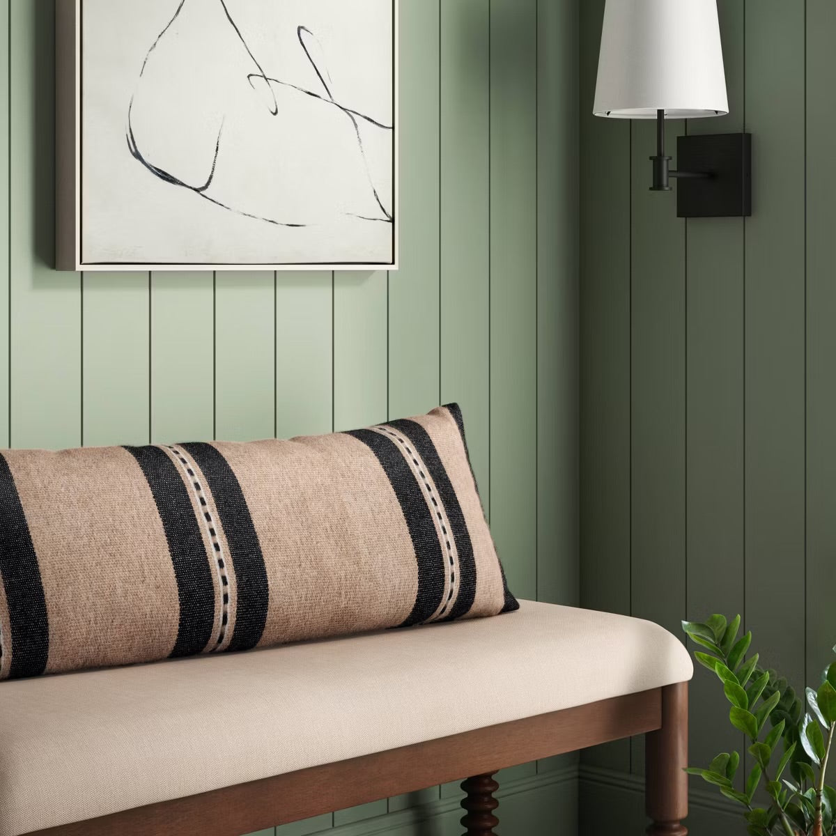 Oversized Lumbar Woven Stripe Pillow Neutral/Black - Threshold