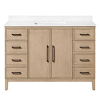 48” OVE Decors Codey Vanity in Sahara Birch Finish with Calacatta Quartz Countertop