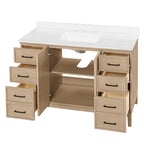 48” OVE Decors Codey Vanity in Sahara Birch Finish with Calacatta Quartz Countertop