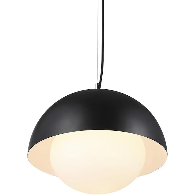 Antonio LED 1575 inch Matte Black and Etched White Pendant Ceiling Light