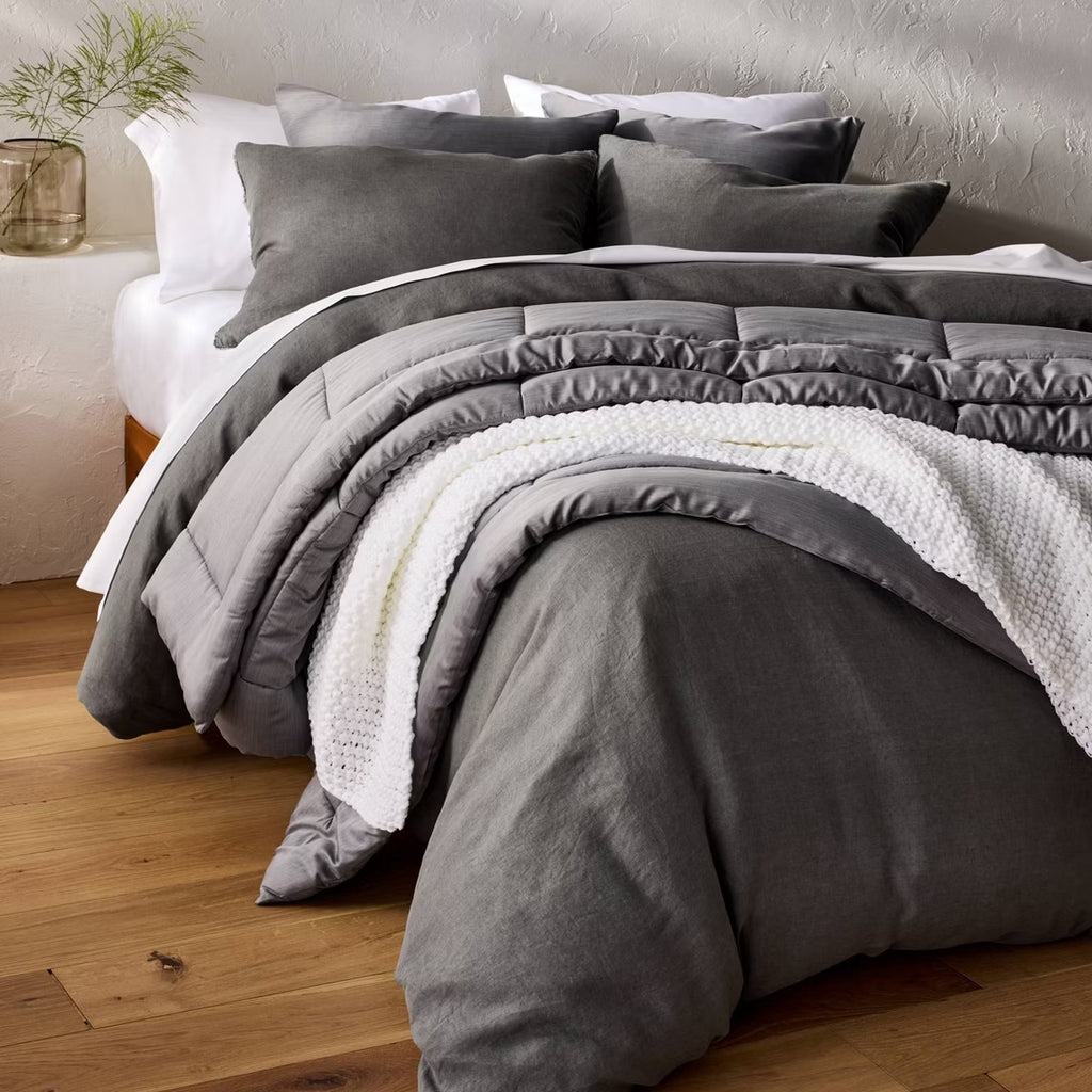 King/California King Rayon from Bamboo Comforter Set Dark Gray - Casaluna