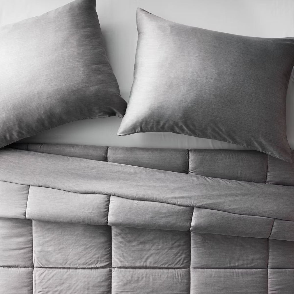 King/California King Rayon from Bamboo Comforter Set Dark Gray - Casaluna