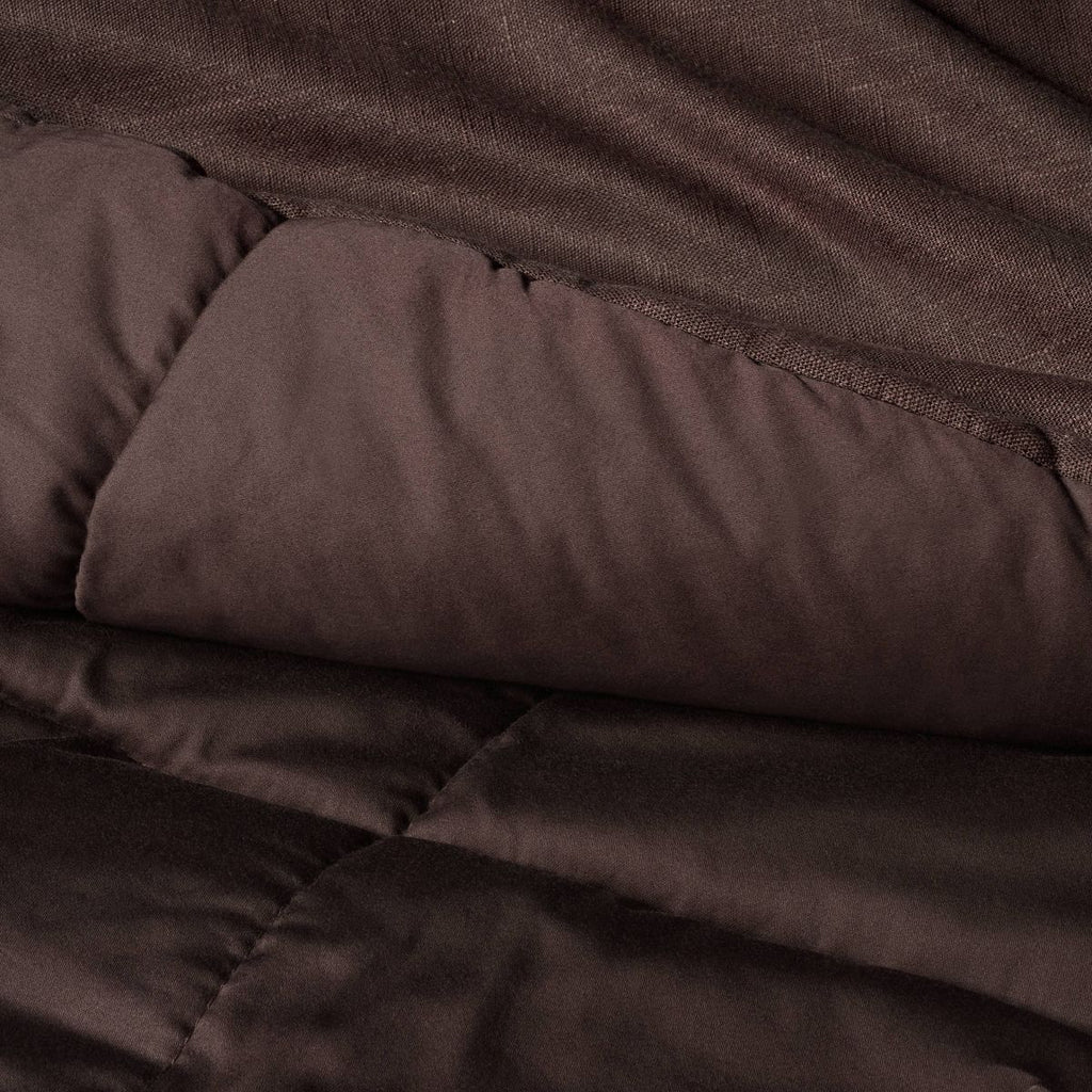 King Heavyweight Linen Blend Comforter and Sham Set Dark Fig - Casaluna