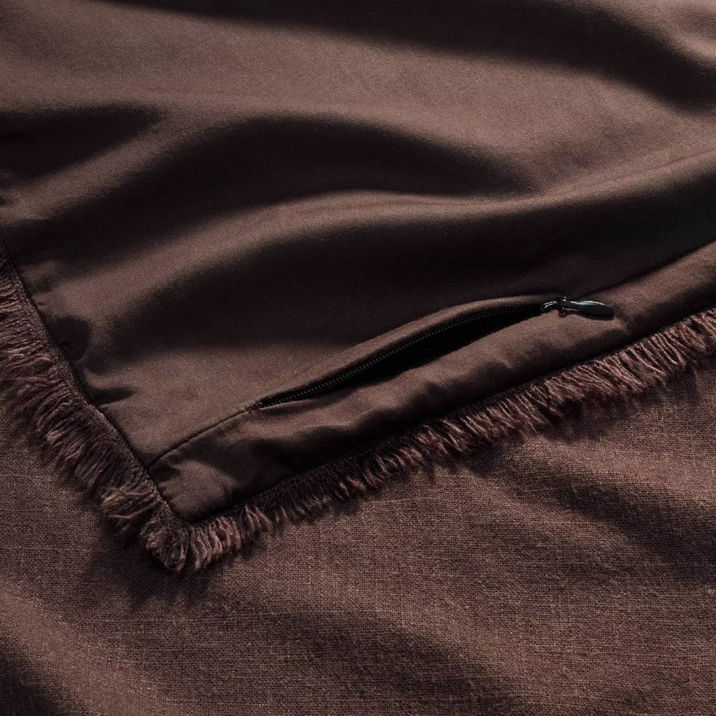 King Heavyweight Linen Blend Comforter and Sham Set Dark Fig - Casaluna