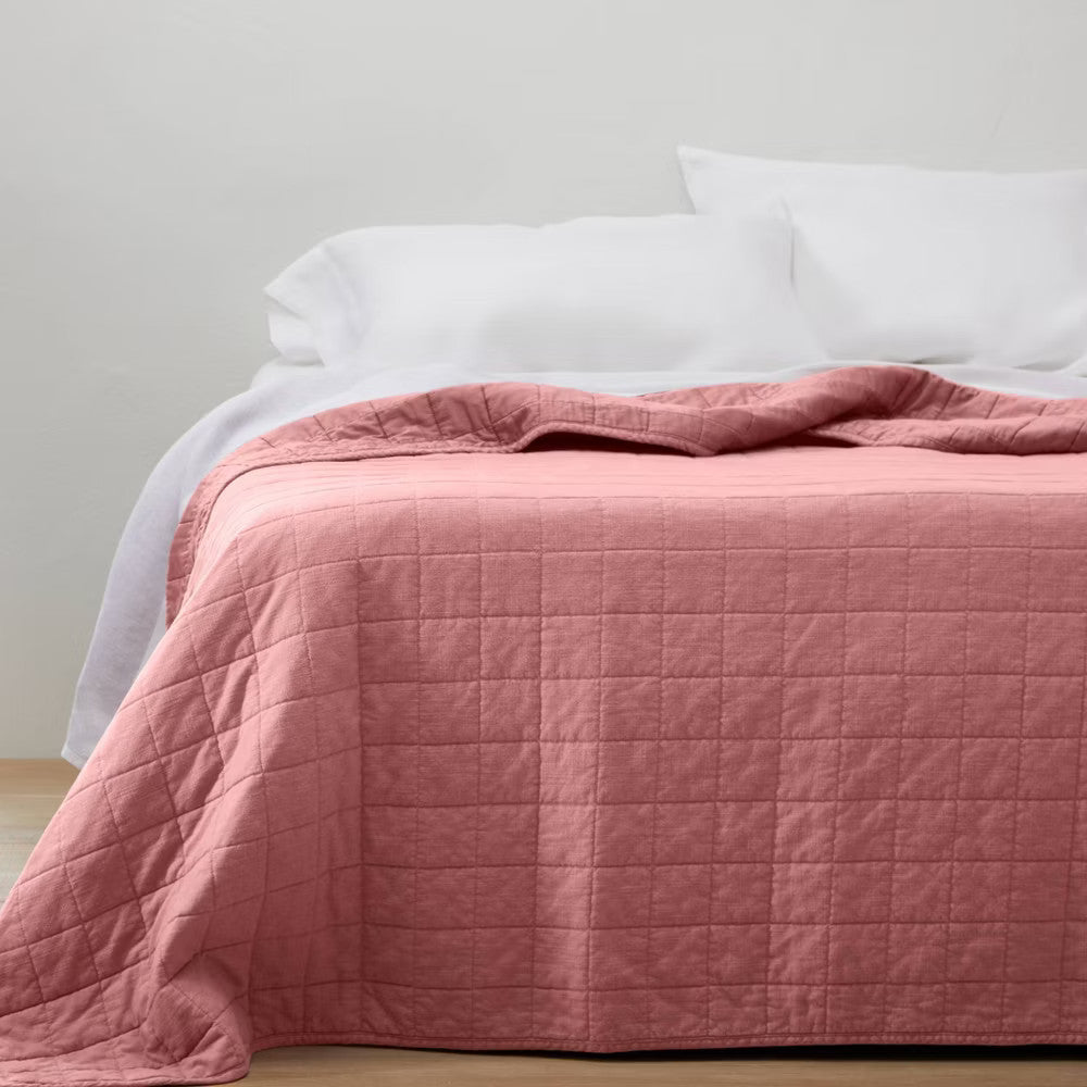Full/Queen Heavyweight Linen Blend Quilt Rose - Casaluna
