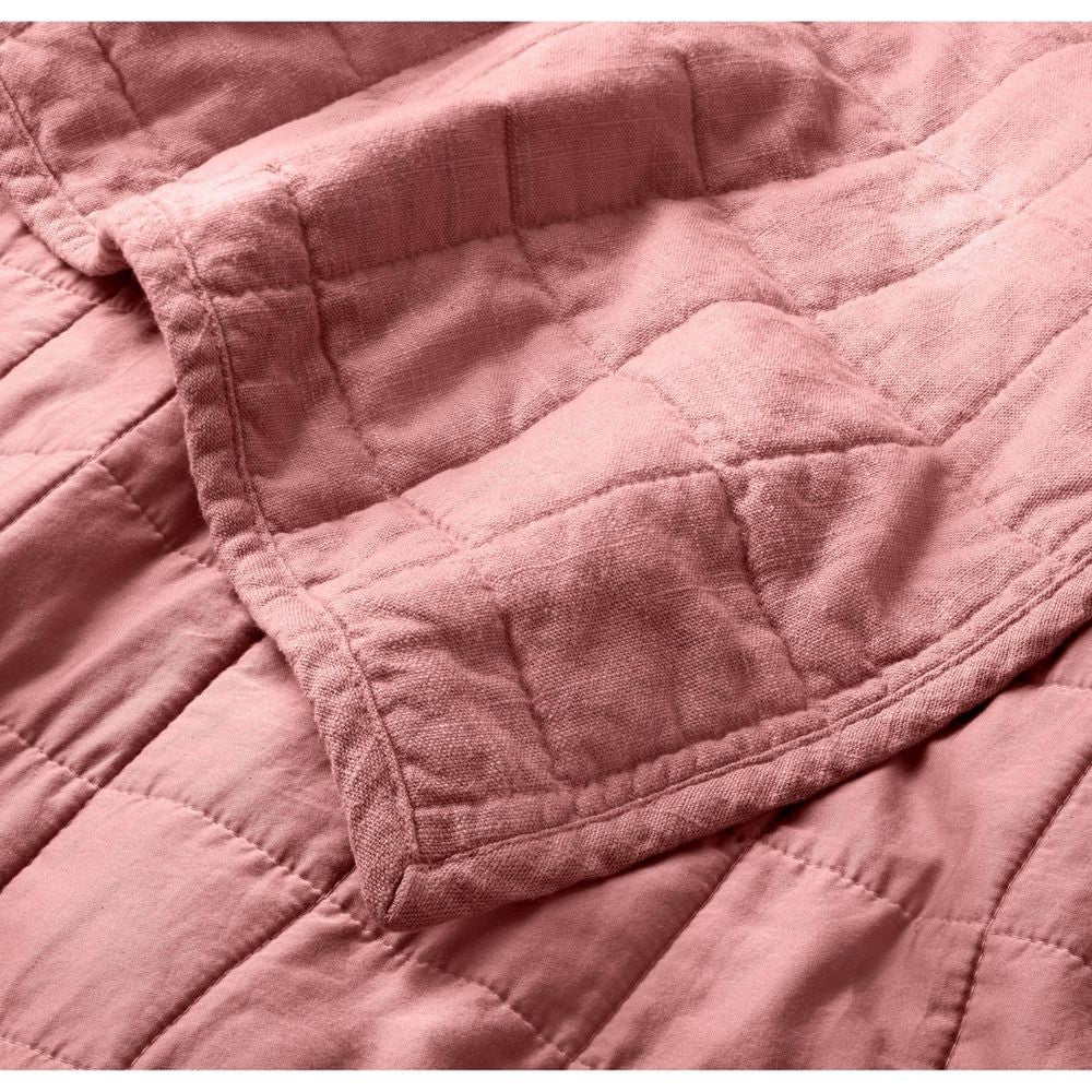 Full/Queen Heavyweight Linen Blend Quilt Rose - Casaluna