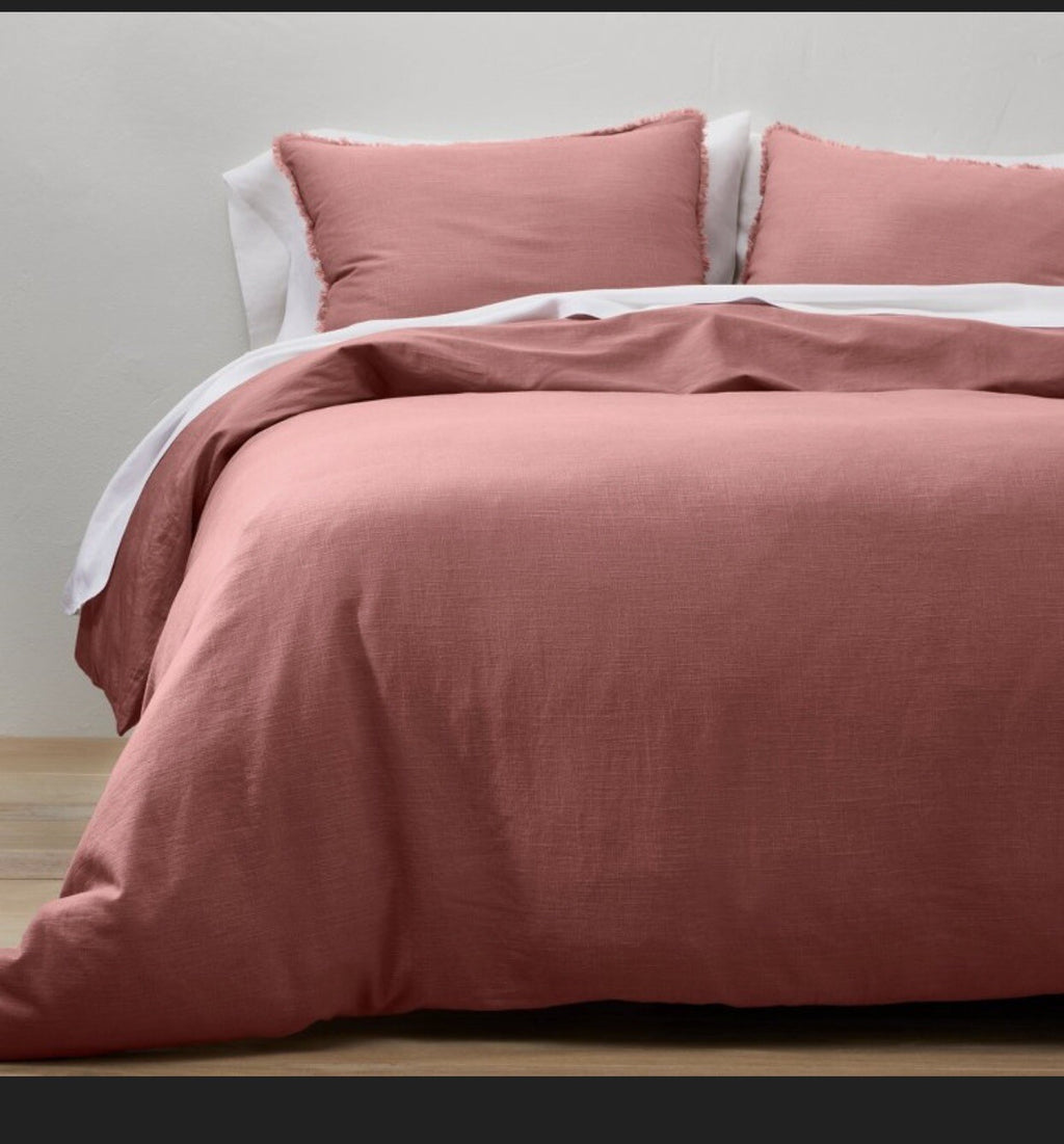 King Heavyweight Linen Blend Duvet Cover & Sham Set Rose - Casaluna