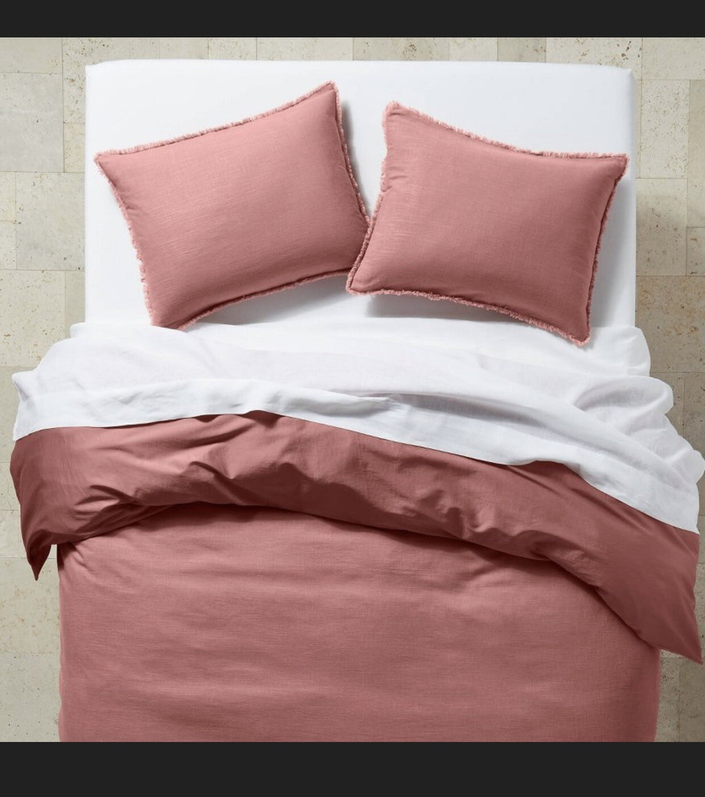 King Heavyweight Linen Blend Duvet Cover & Sham Set Rose - Casaluna