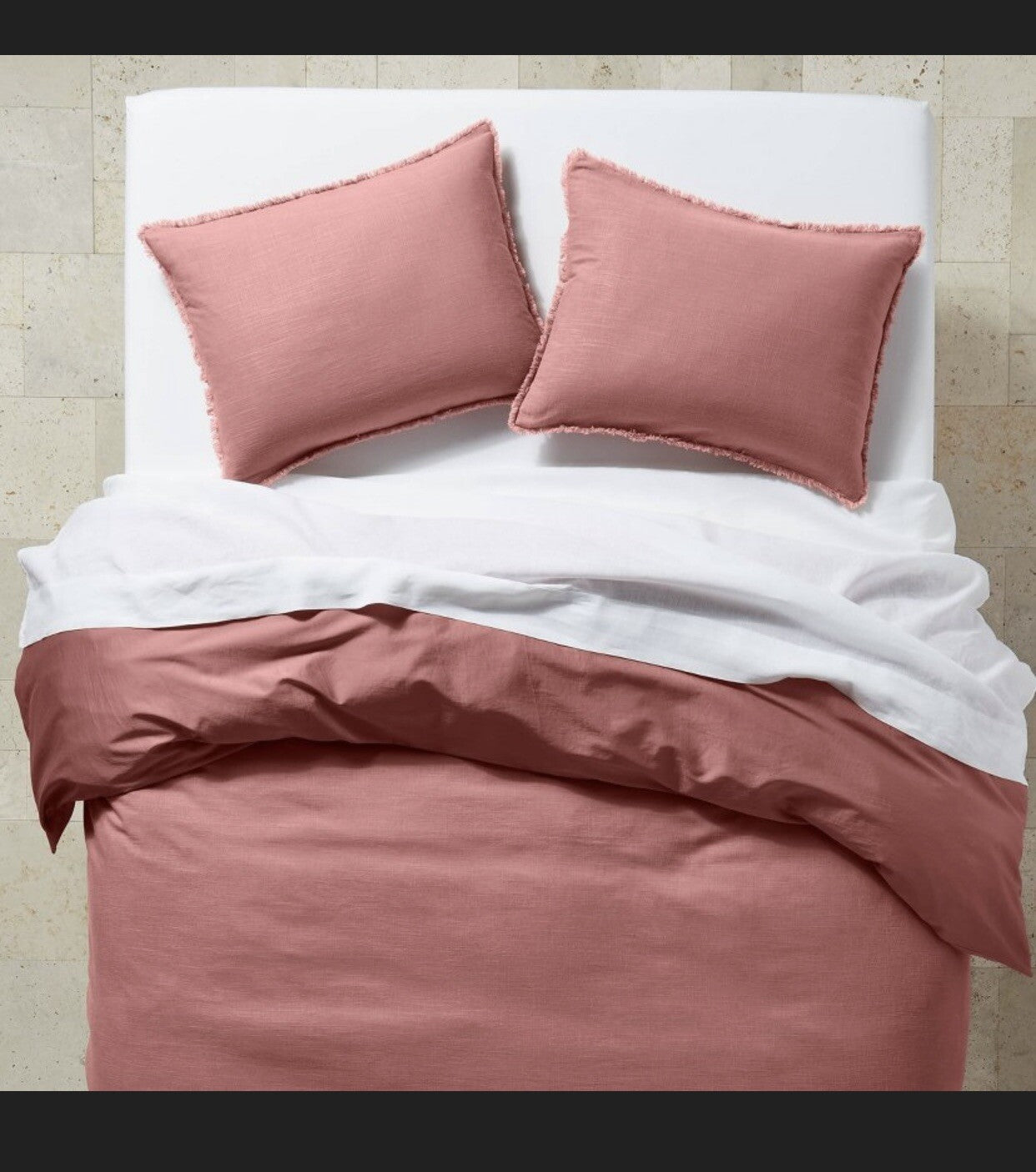 King Heavyweight Linen Blend Duvet Cover & Sham Set Rose - Casaluna