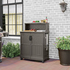 Suncast Patio Storage & Prep Station Stoney: Resin Outdoor Serving Cart with Galvanized Steel Hardware