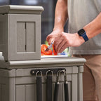 Suncast Patio Storage & Prep Station Stoney: Resin Outdoor Serving Cart with Galvanized Steel Hardware