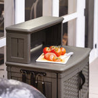 Suncast Patio Storage & Prep Station Stoney: Resin Outdoor Serving Cart with Galvanized Steel Hardware