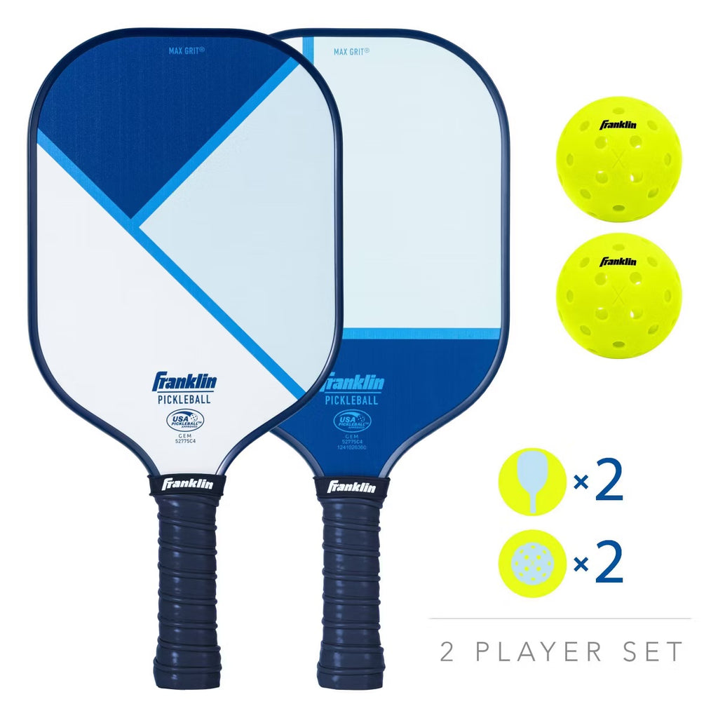 Franklin Sports 2 Player Poly Paddle with Ball Set - Blue/Light Blue: Fiberglass Pickleball Equipment