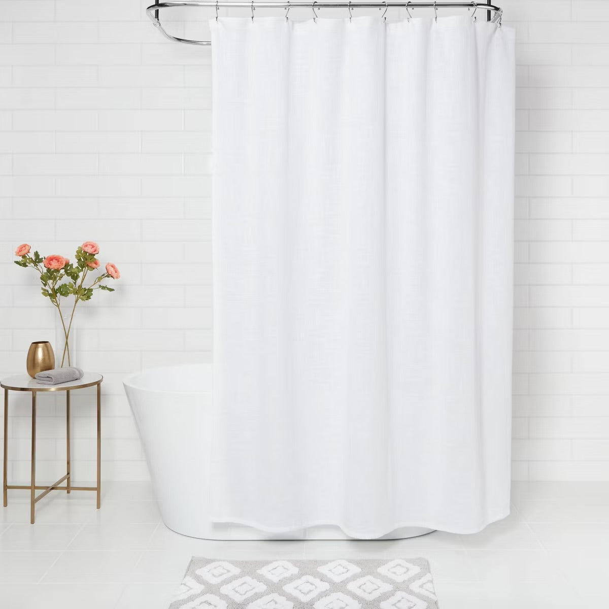 Woven Shower Curtain White - Threshold