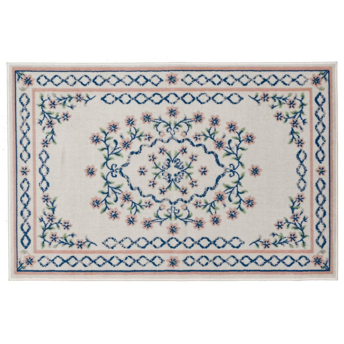 4’ x 6’ Mohawk Lattice Border Floral Woven Area Rug Cream