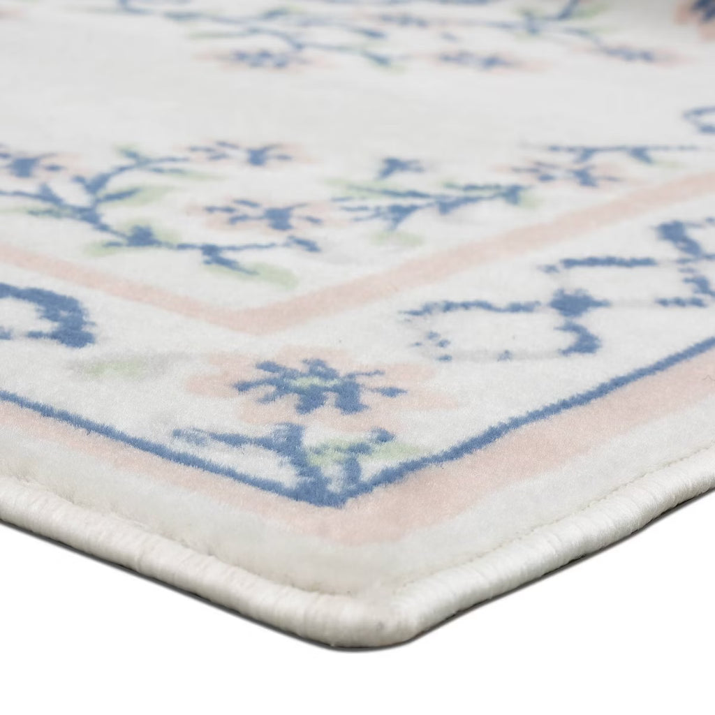 4’ x 6’ Mohawk Lattice Border Floral Woven Area Rug Cream