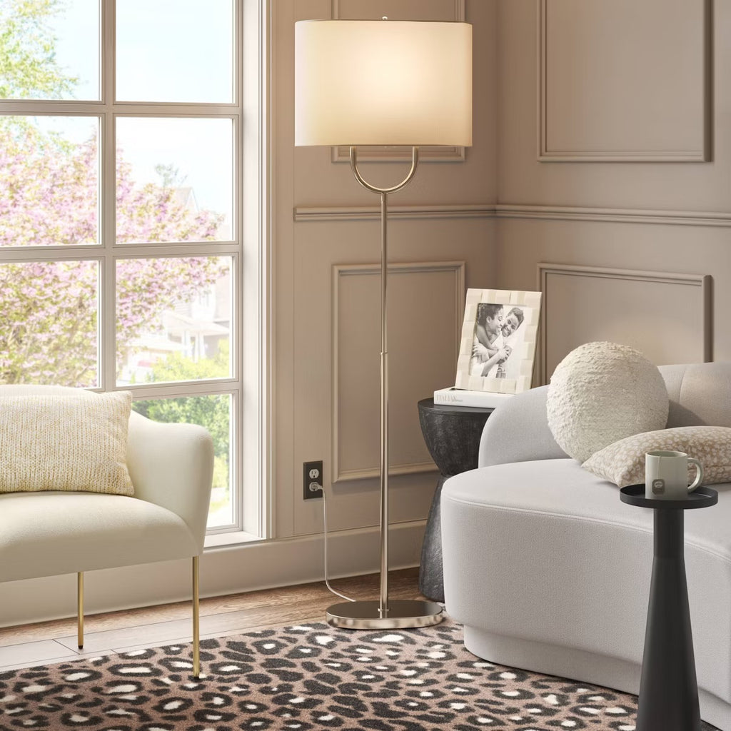 Modern Ring Floor Lamp Brushed Nickel Finish - Threshold