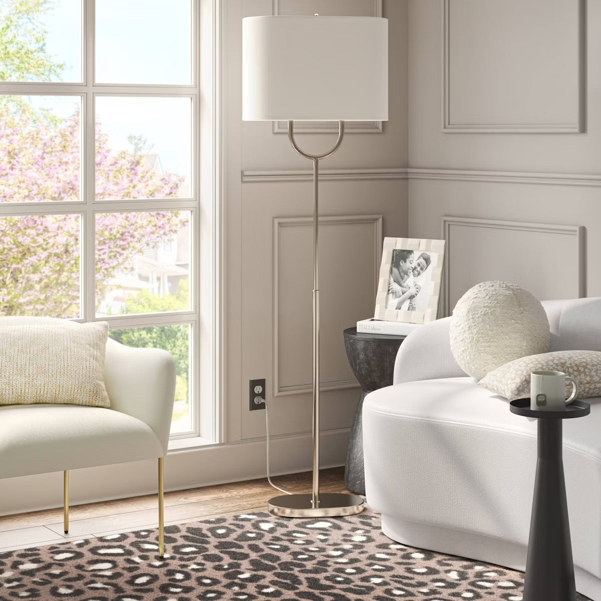 Modern Ring Floor Lamp Brushed Nickel Finish - Threshold