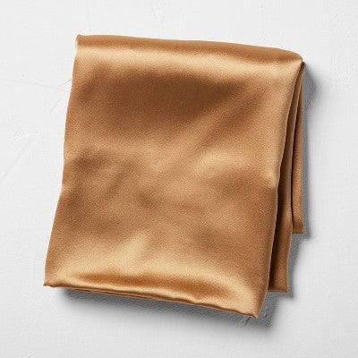 Standard Solid Silk Pillowcase Warm Brown - Casaluna