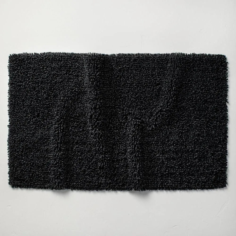 24"x40" Looped Bath Rug Black - Casaluna