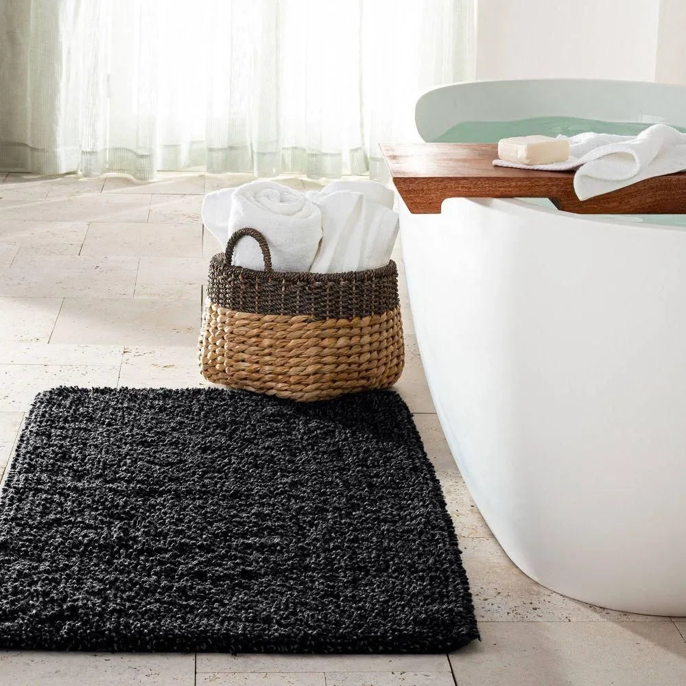 24"x40" Looped Bath Rug Black - Casaluna