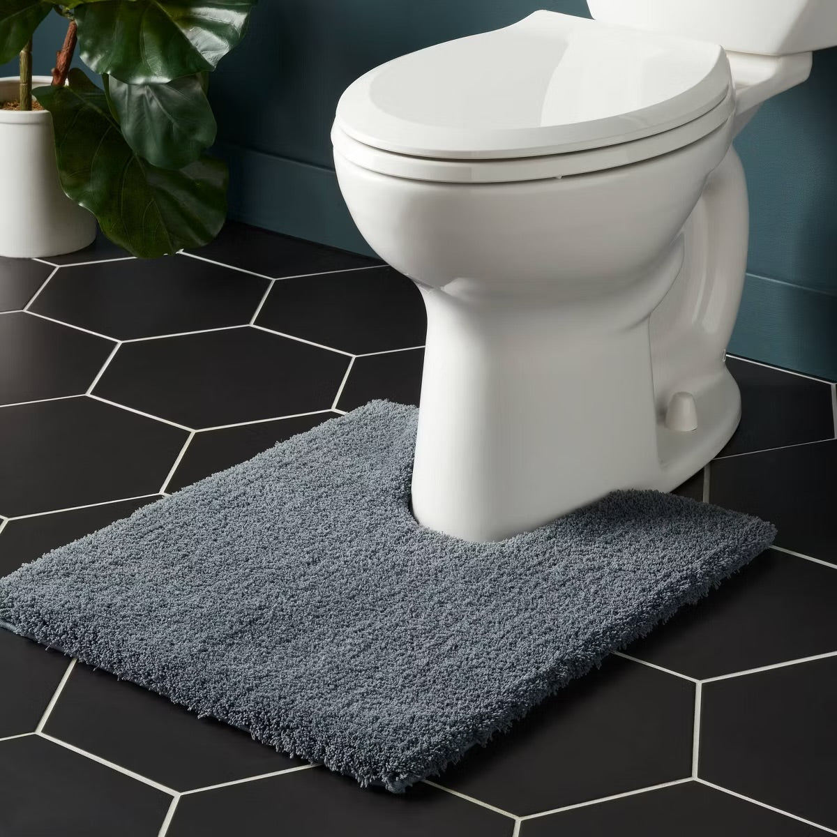 Spa Plush Contour Bath Rug Slate Blue - Threshold