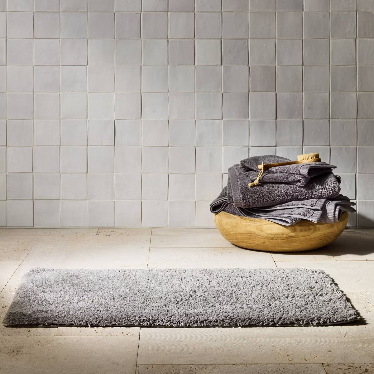 21"x34" Modal Plush Bath Rug Light Gray - Casaluna