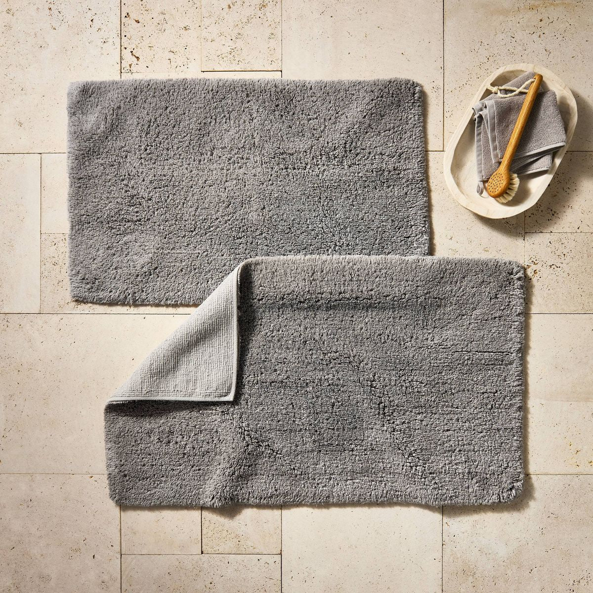 21"x34" Modal Plush Bath Rug Light Gray - Casaluna