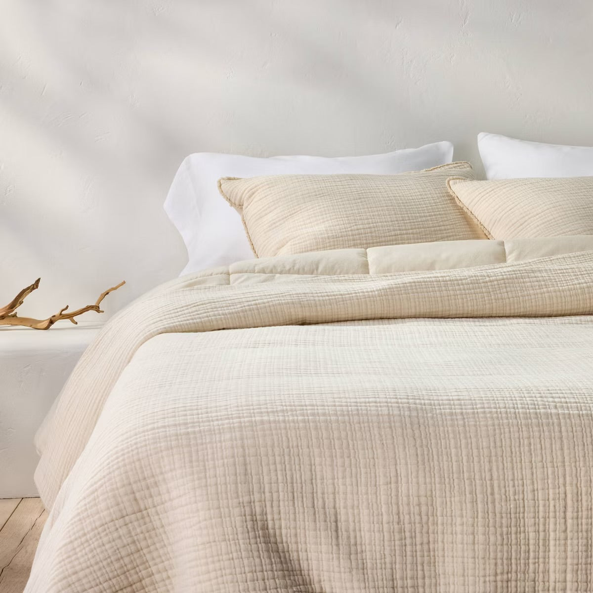 King Textured Chambray Comforter & Sham Set Natural - Casaluna