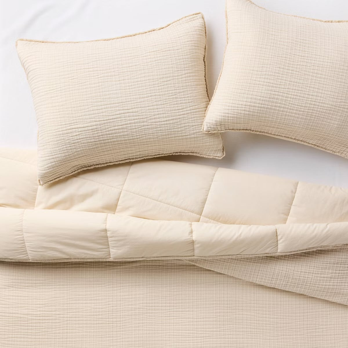 King Textured Chambray Comforter & Sham Set Natural - Casaluna