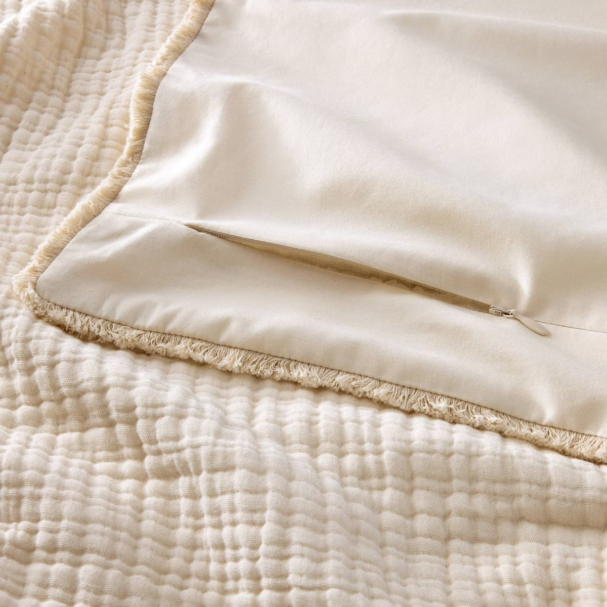 King Textured Chambray Comforter & Sham Set Natural - Casaluna