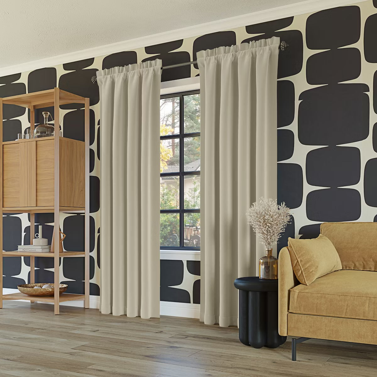 2PK 52"x63" Sun Zero Blackout Oslo Theater Grade Rod Pocket Curtain Panel Cream