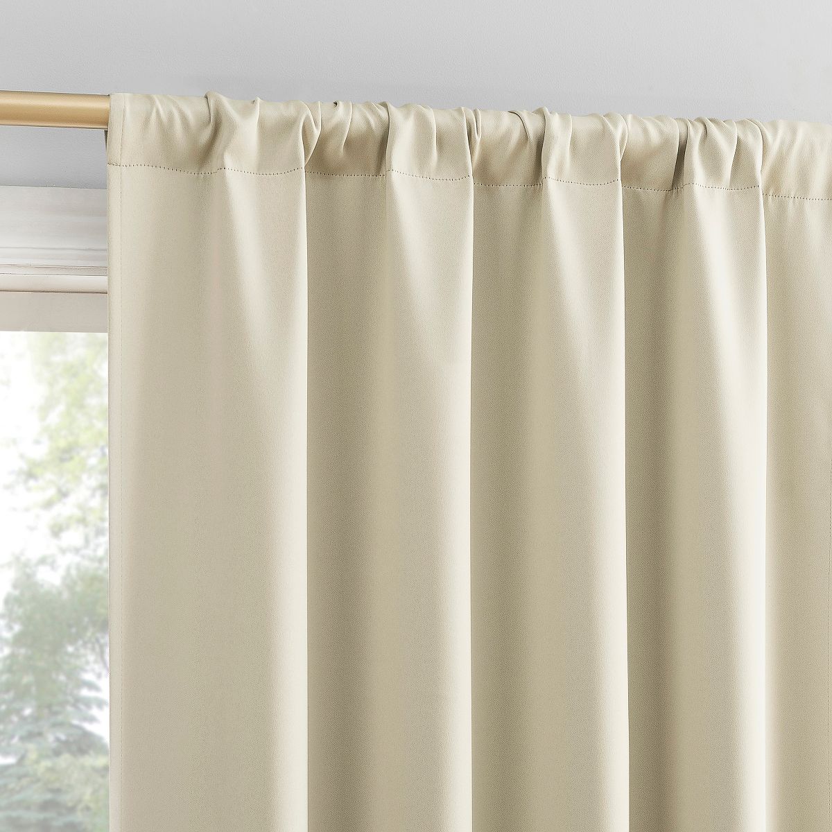 2PK 40"x63" Sun Zero Blackout Bergen Rod Pocket Curtain Panel Cream