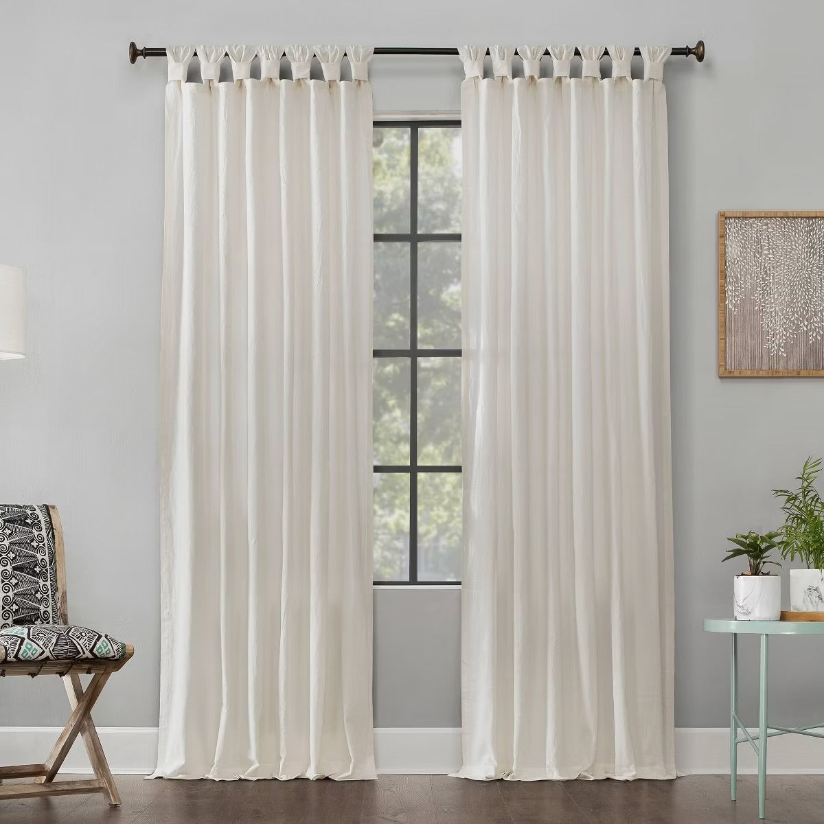 2PK - 52"x108" Archaeo Light Filtering Washed Cotton Twist Tab Curtain Panel Ivory