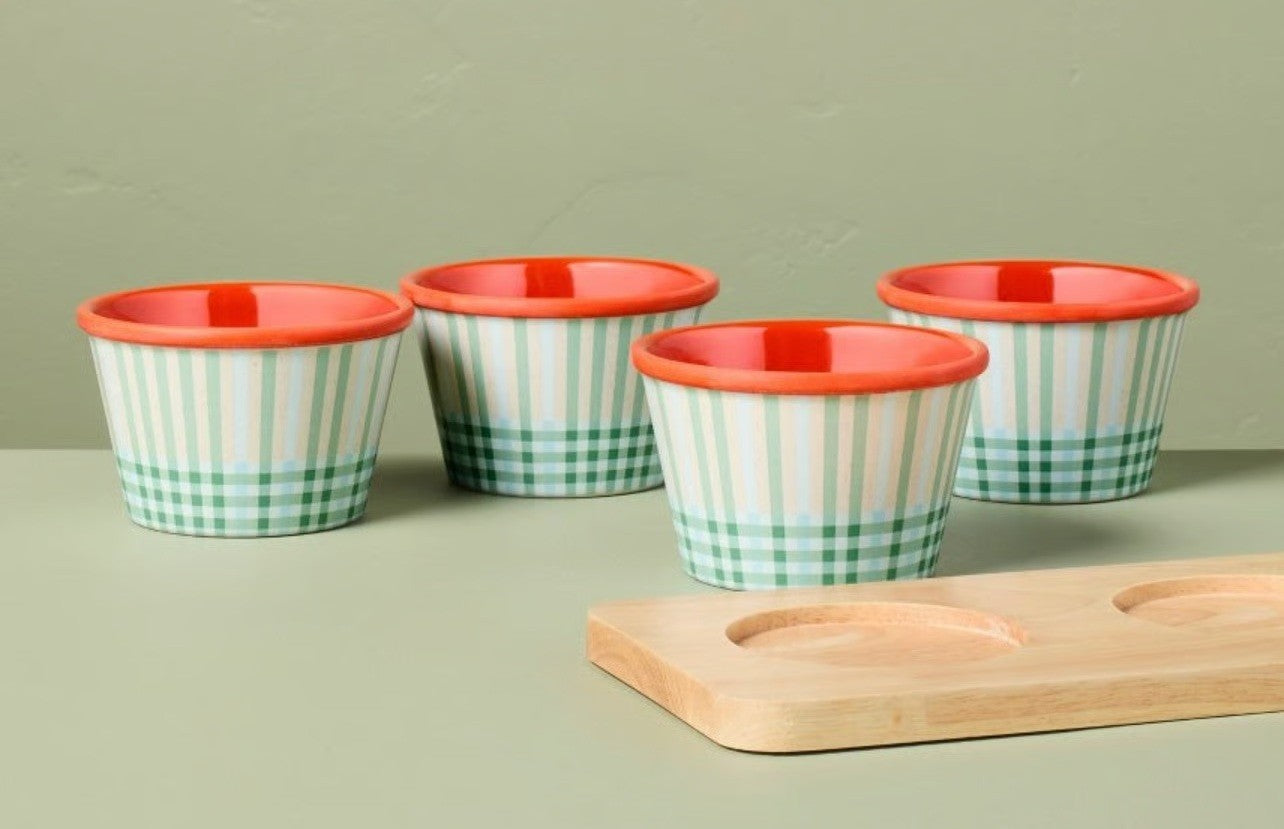 4pk Summer Plaid Melamine Mini Bowl Serving Set - Hearth & Hand™ with Magnolia