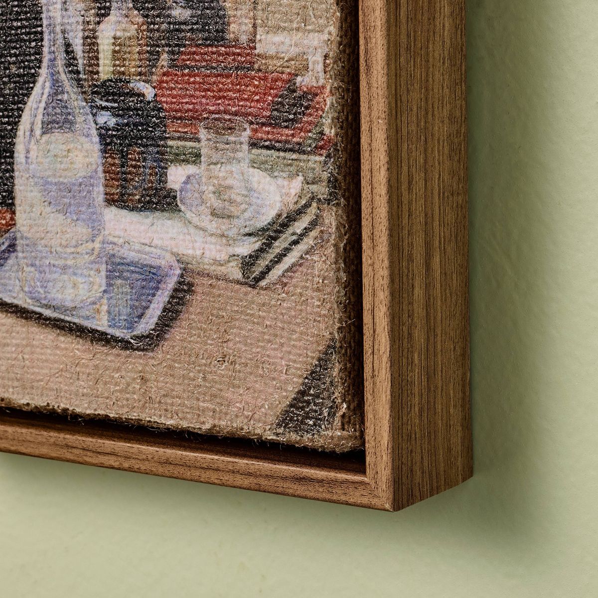 6.5"x5.5" Vertical Still Life Bottle Framed Burlap Art - Hearth & Hand™ with Magnolia