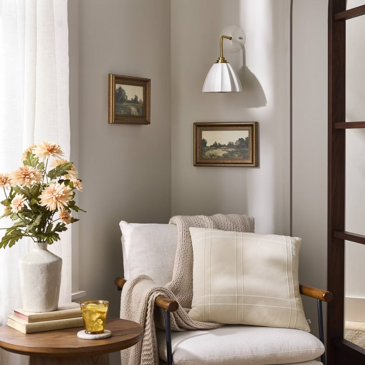 Fluted Ceramic Sconce White/Gold - Hearth & Hand™ with Magnolia