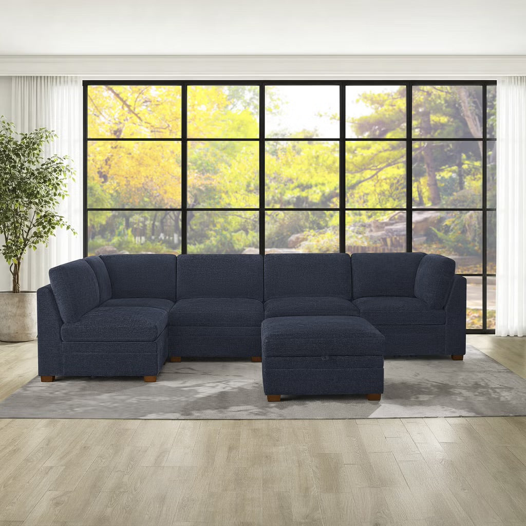 Thomasville Tisdale 6-piece Fabric Sectional with Storage Ottoman