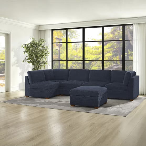 Thomasville Tisdale 6-piece Fabric Sectional with Storage Ottoman