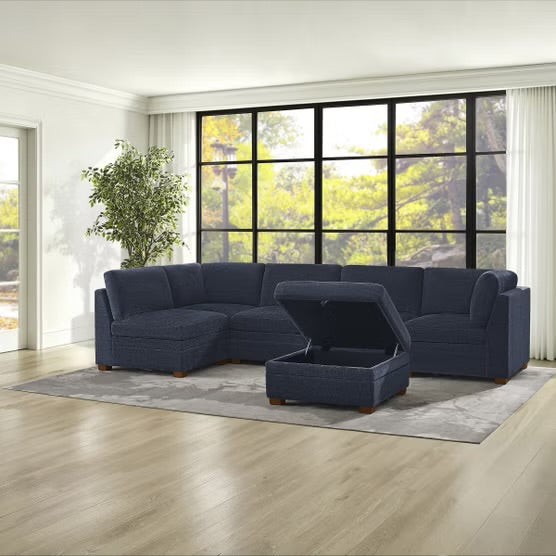 Thomasville Tisdale 6-piece Fabric Sectional with Storage Ottoman