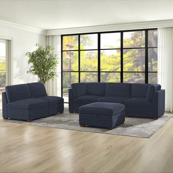 Thomasville Tisdale 6-piece Fabric Sectional with Storage Ottoman