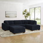 Thomasville Miles 3-piece Right-facing Fabric Sectional with Storage Ottoman - Navy