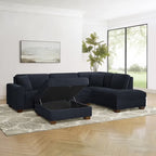 Thomasville Miles 3-piece Right-facing Fabric Sectional with Storage Ottoman - Navy