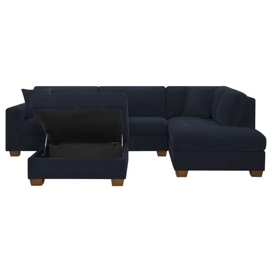 Thomasville Miles 3-piece Right-facing Fabric Sectional with Storage Ottoman - Navy