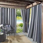 2PK 84"x54" Cabana Striped UV Protectant Grommet Top Room Darkening Curtain Panel Indigo