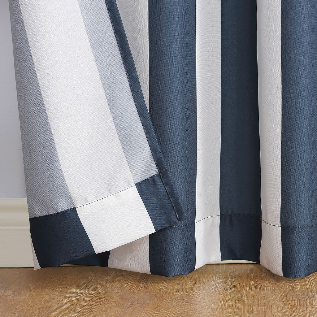2PK 84"x54" Cabana Striped UV Protectant Grommet Top Room Darkening Curtain Panel Indigo