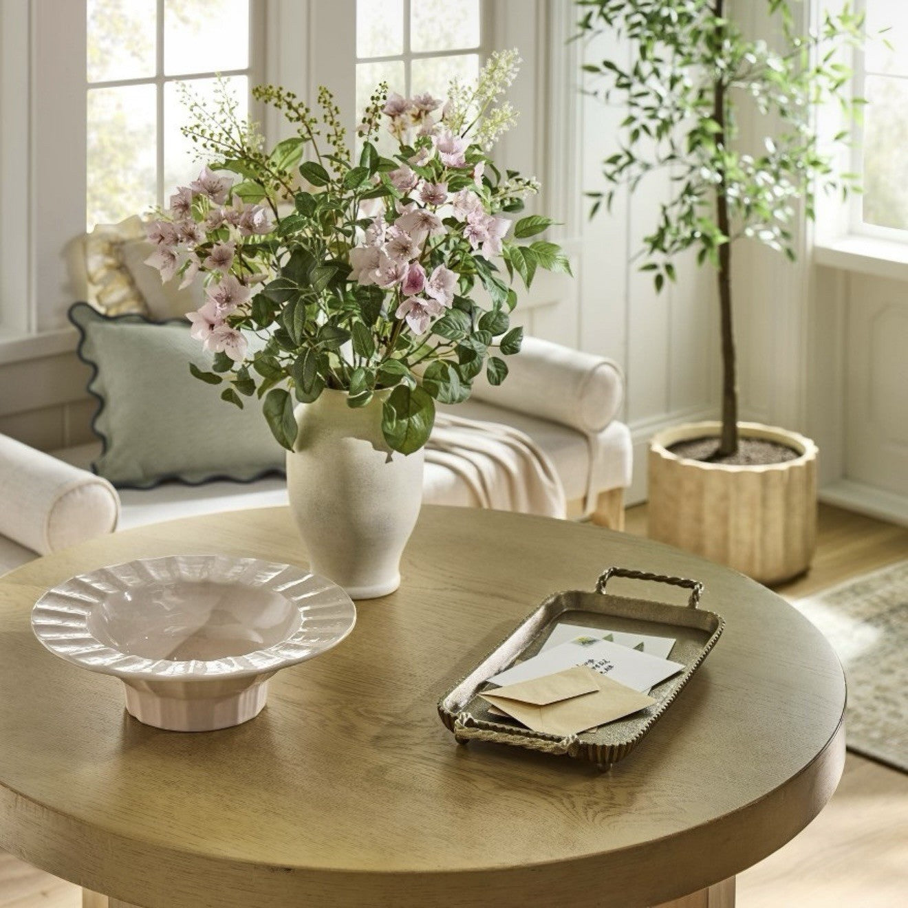 Ceramic Hand Molded Pedestal Bowl Pink - Threshold designed with Studio McGee